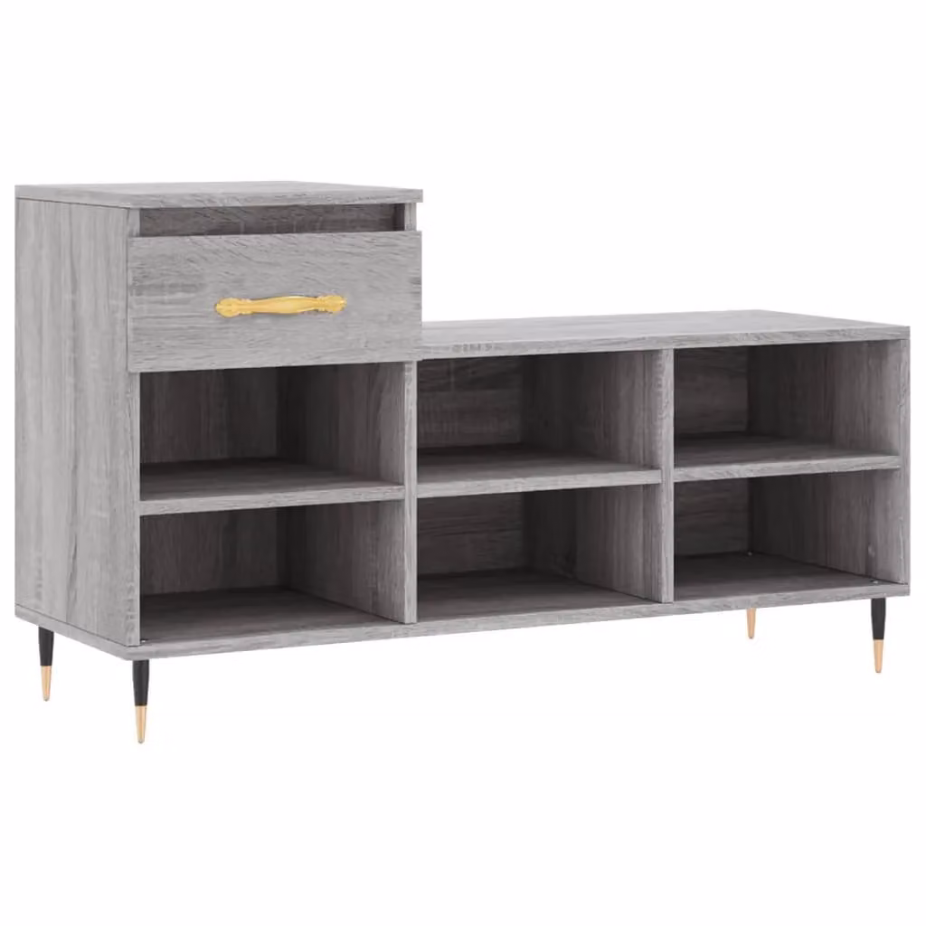 Berkfield Home Modern Grey Shoe Cabinet with Doors and Drawers, W/D/H: 102 x 36 x 60 cm – 2