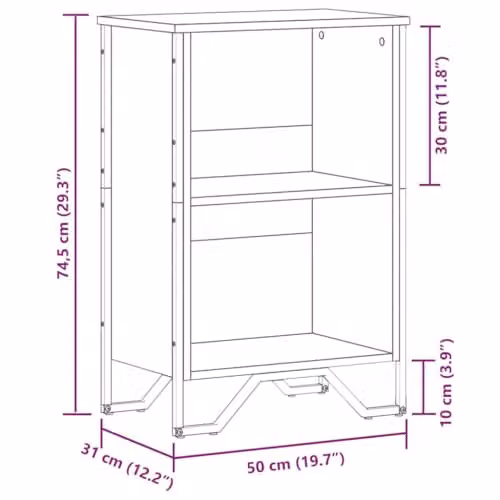 vidaXL Modern Freestanding Bookcase in Smoked Oak and Brown, W/D/H: 50 x 31 x 74.5 cm – 3