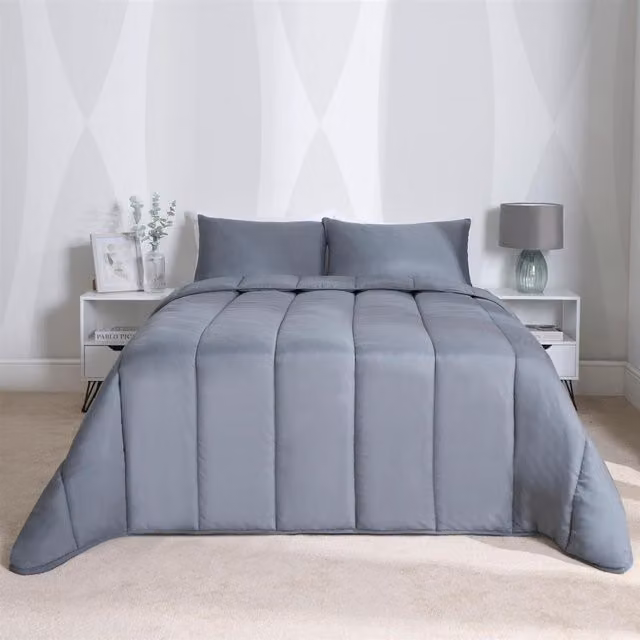 OHS King Size 10.5 Tog Hollow Fibre Soft Duvet Set in Grey