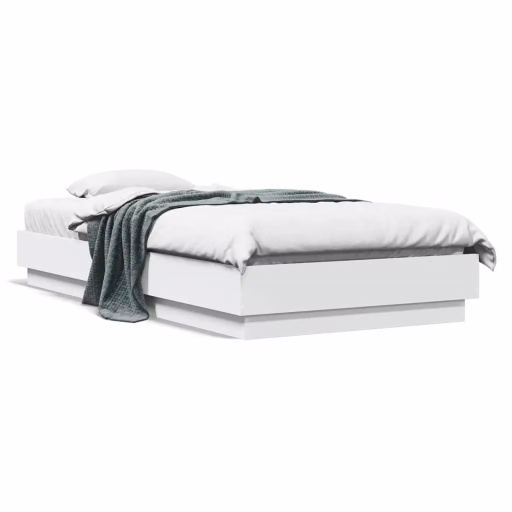 Berkfield Home Single Bed Frame in White, Engineered Wood, W/D/H: 90 x 190 cm – 2