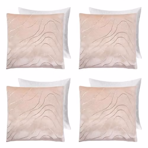 Sienna Metallic Wave Cushion Covers, 4 Pack, Natural and Gold, W/D/H: 45 x 45 x 45 cm – 1