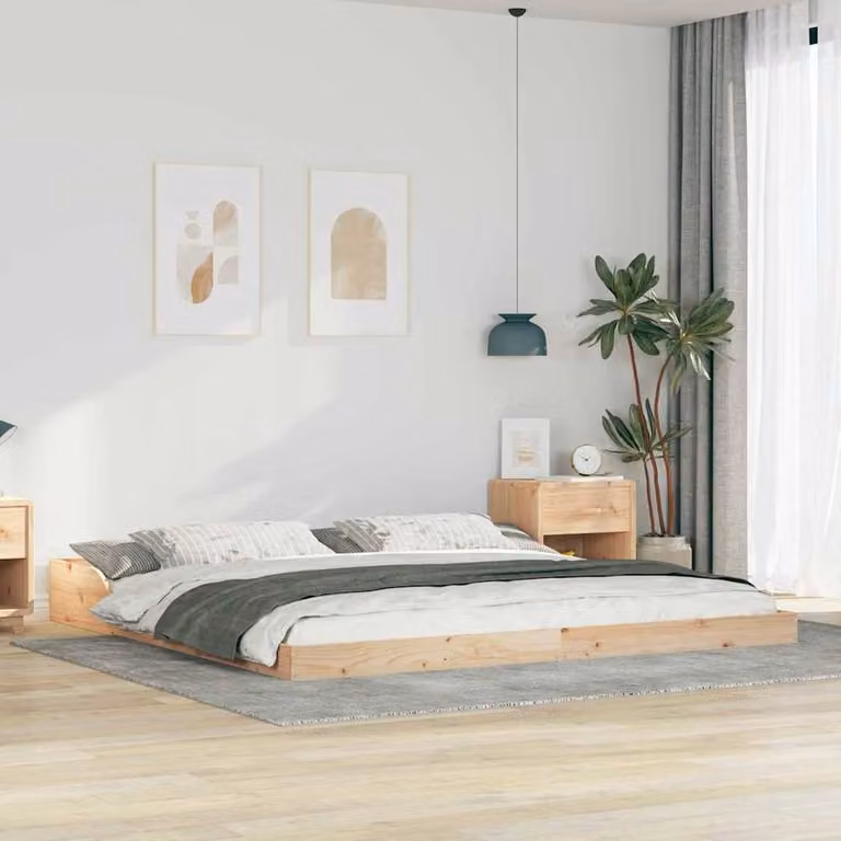 Berkfield Home Solid Pine Wood Bed in Brown, W/D/H: 200 x 24 x 210 cm