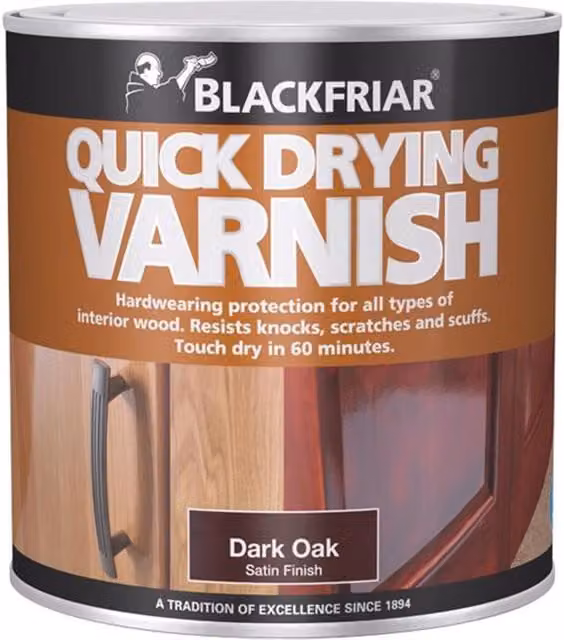 Blackfriar Duratough Quick Dry Water Based Wood Varnish in Dark Oak Brown, 250ml