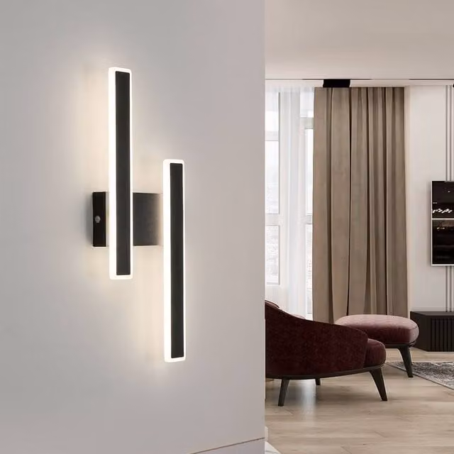 Goeco Modern Black Aluminium LED Wall Light with 4500K Cool White Up and Down Lighting – 1