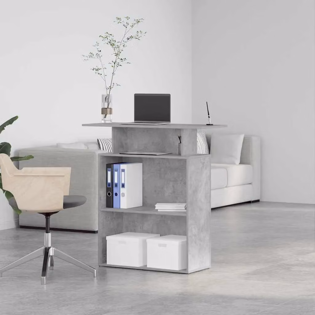 Berkfield Home Reception Desk in Concrete Grey, W/D/H: 100 x 40 x 104 cm – 2