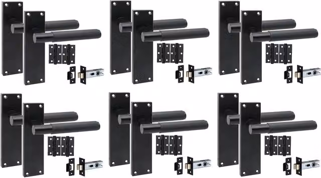 Golden Grace Matt Black Door Handle Set of 6