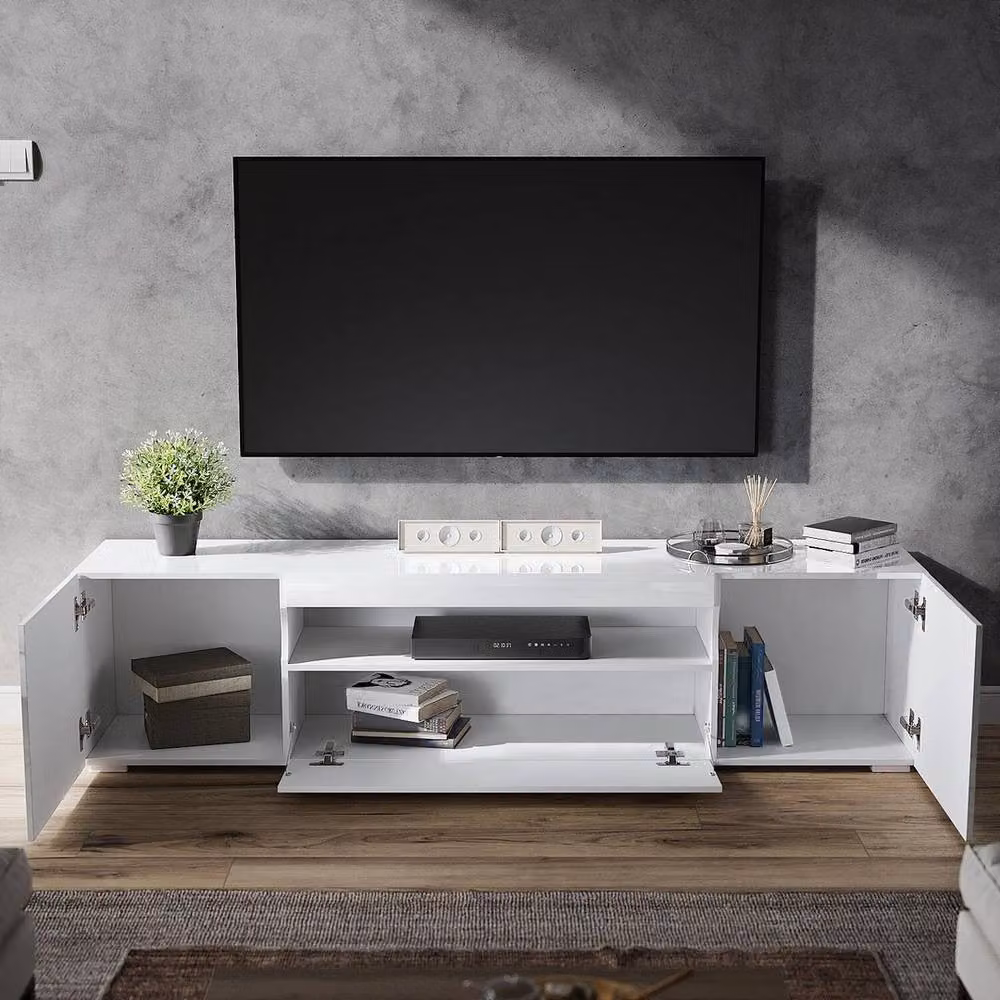 FORGEVIO Modern High Gloss White TV Stand Cabinet Unit W/D/H: 200 x 49 x 40 cm – 3