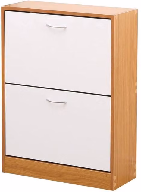 Nordara 2 Drawer Pine and White Shoe Cabinet Storage Cupboard W/D/H: 50 x 70 x 70 cm