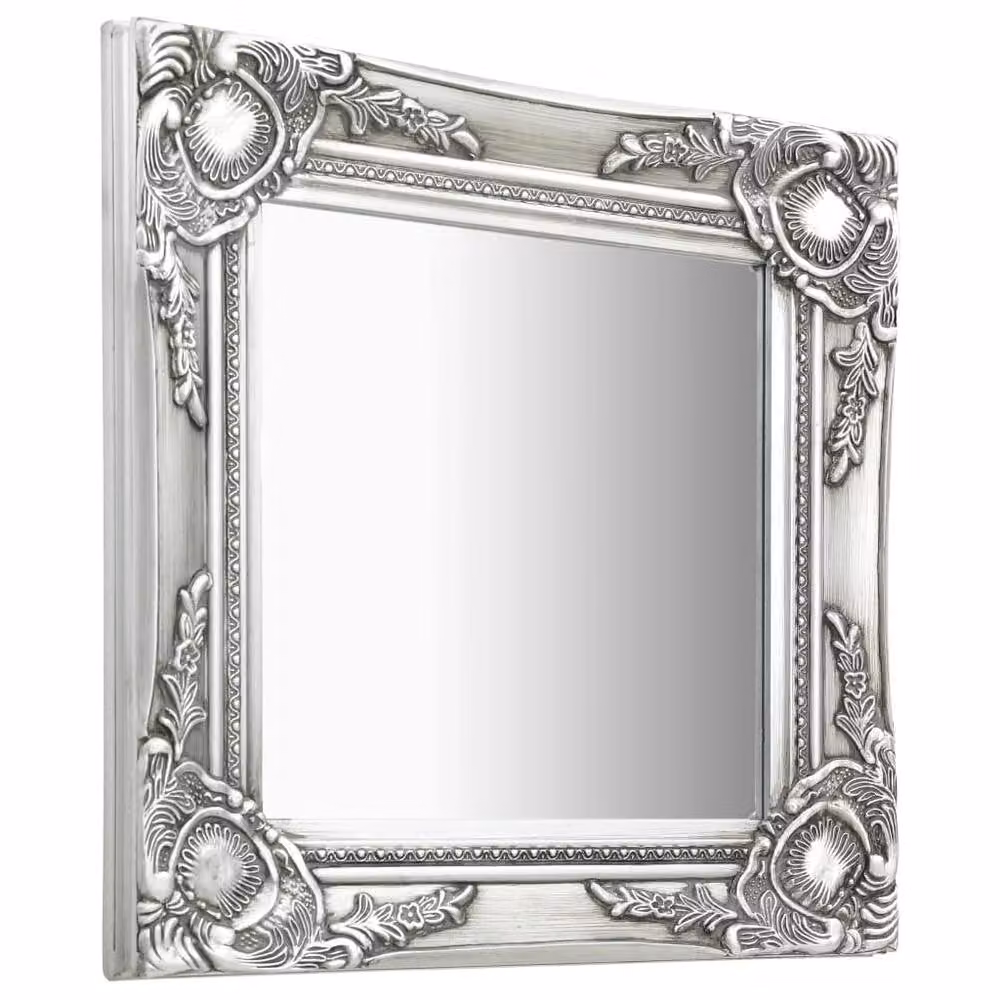 Berkfield Home Baroque Style Square Wall Mirror in Silver, W: 40 cm, H: 40 cm – 2
