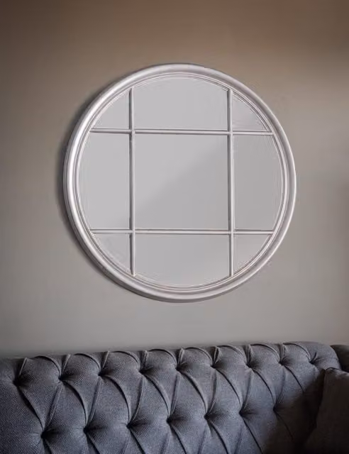 Gallery Direct Eccleston Extra Large Round Vintage Wall Mirror in Silver