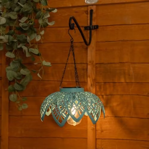 ValueLights Aqua Colour Pop Solar Hanging Lantern, Blue/Turquoise Metal Pendant Lamp – 2