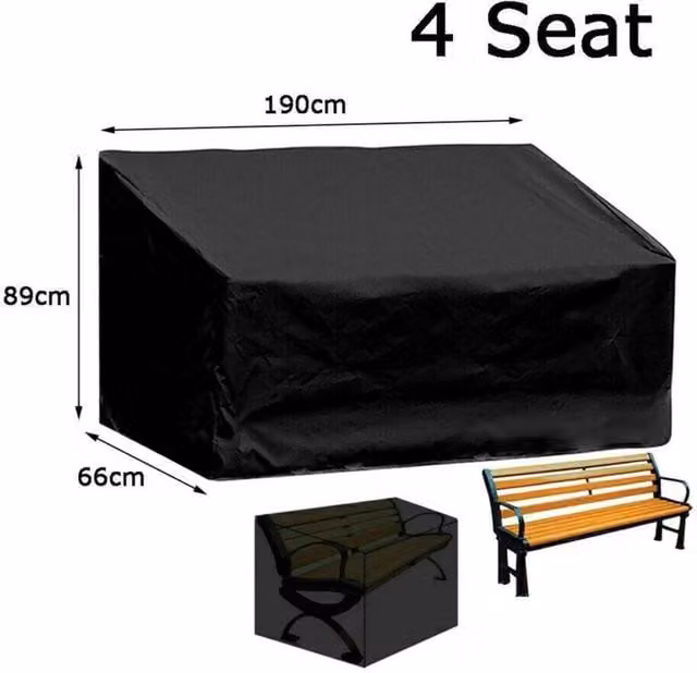 SPETLEK Waterproof Outdoor Garden Bench, 4 Seater, Black