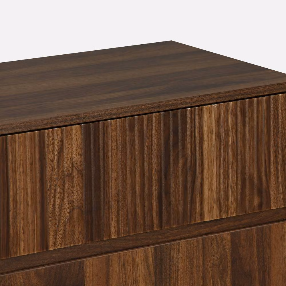 sweeek 3-Drawer Chest with Grooved Wooden Detail in Dark Brown – 2