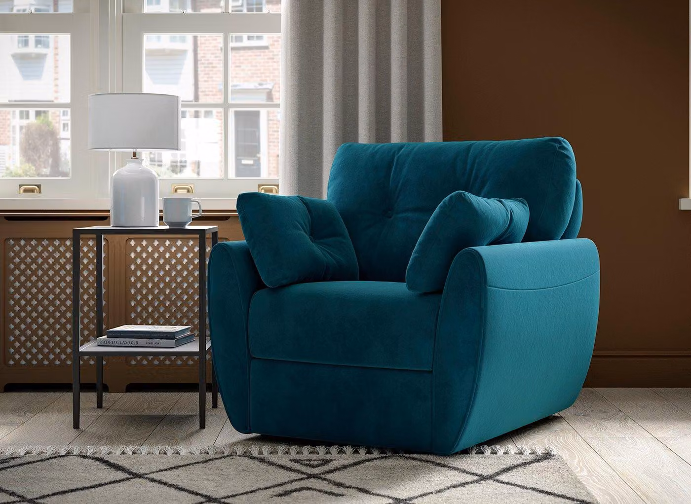 Dreams Vicenza Blue Velvet Tub Lounge Chair with Armrests