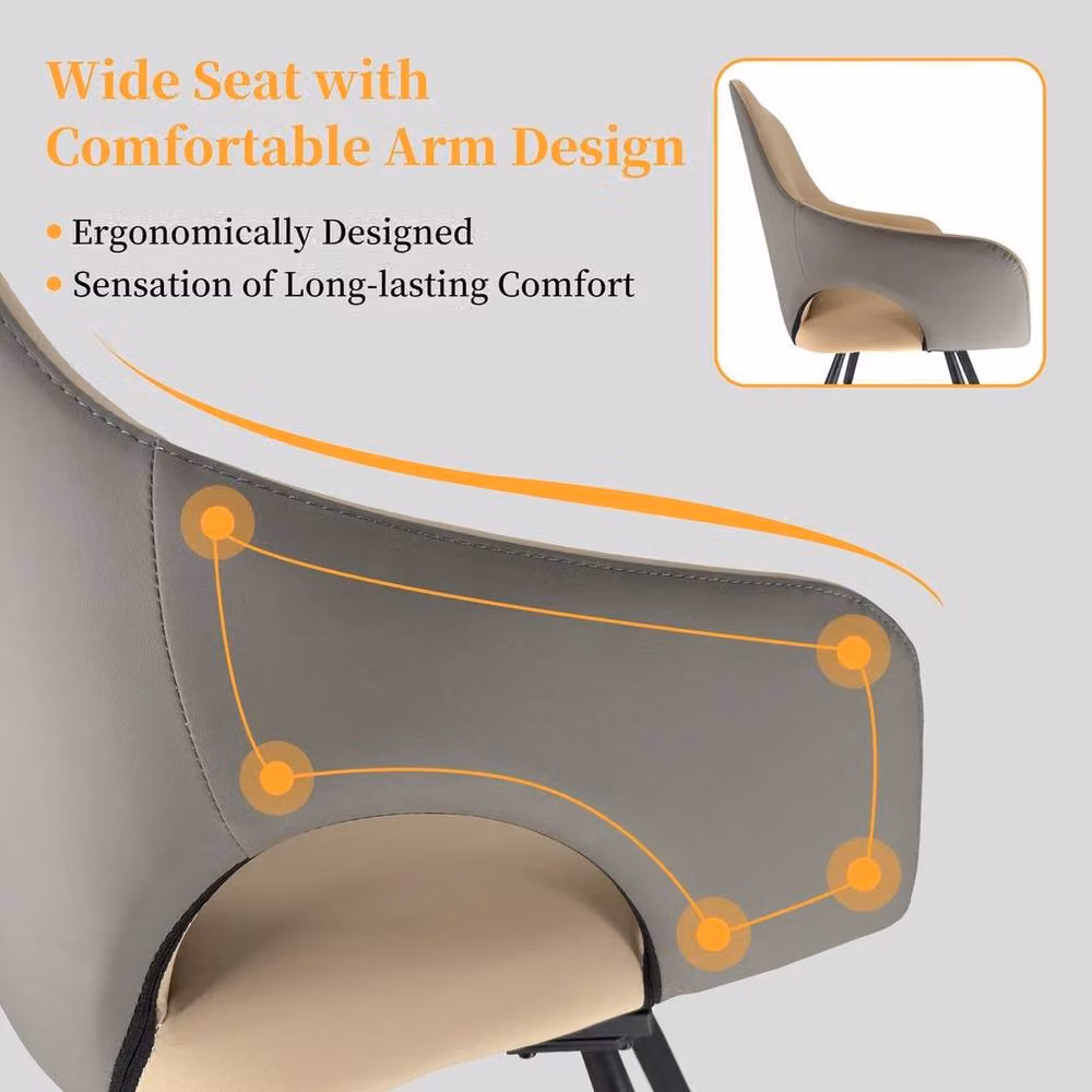 FORGEVIO Set of 2 Rotatable Padded Dining Chairs in Tan with Armrests – 2