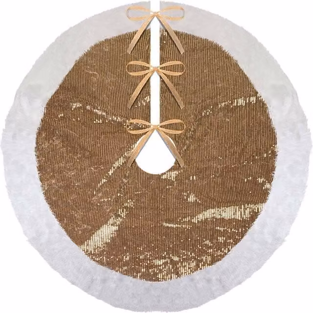 VFM e-Store Gold Christmas Sequin Tree Skirt Decoration, W: 49 cm, D: 31 cm