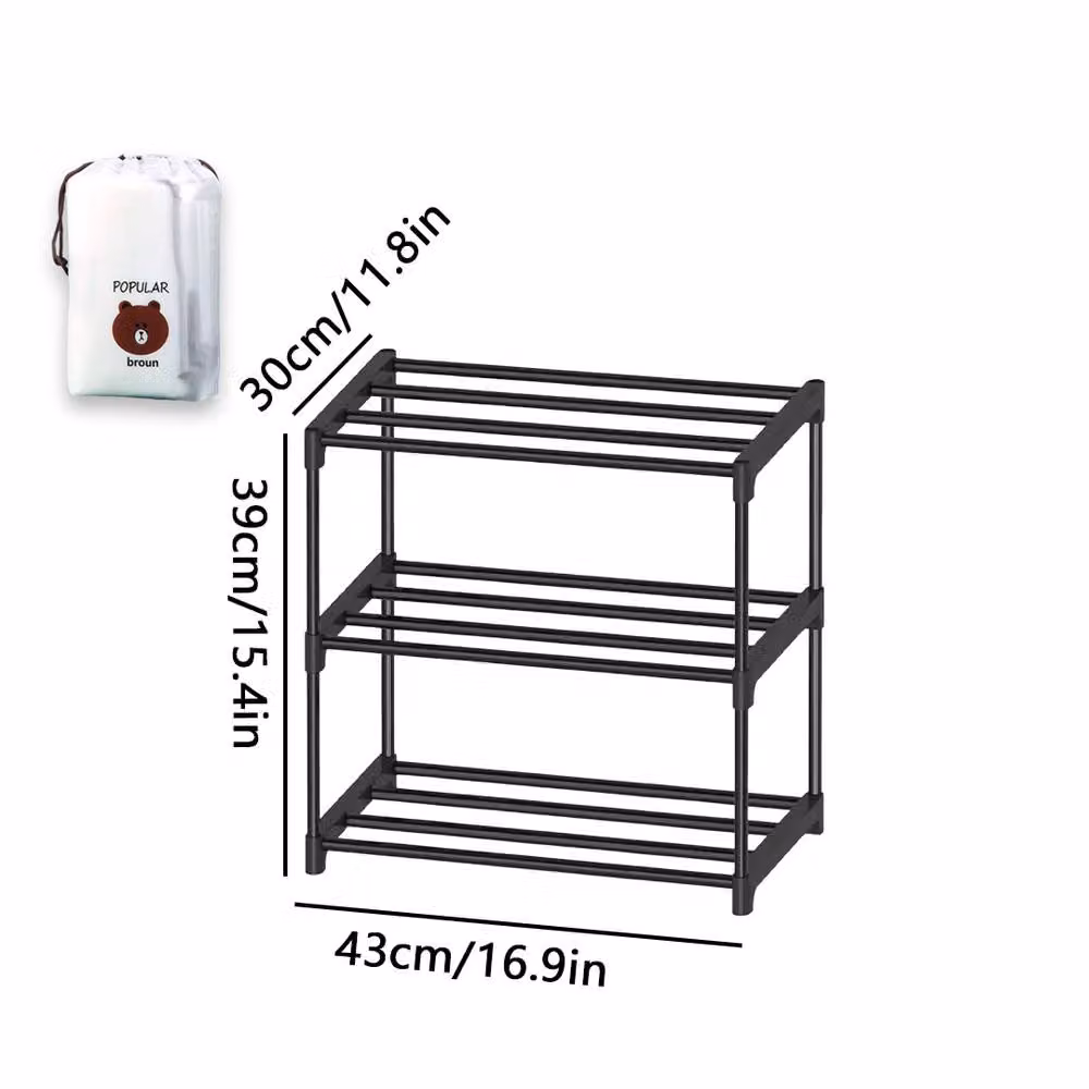 SPETLEK 3-Tier Slim Freestanding Shoe Rack Organizer in Black – 2