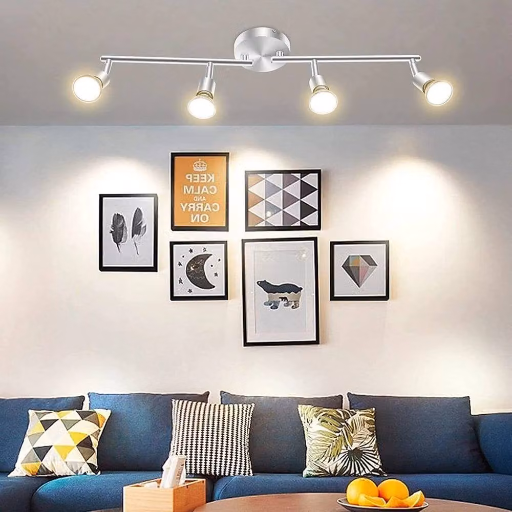 NESTLUNE 4 Way Adjustable Ceiling Spotlight in Silver for Kitchen or Bar – 4