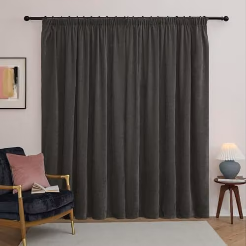 Furn Soft Chenille Blackout Pencil Pleat Curtains, Charcoal, W: 168 cm, H: 229 cm – 2