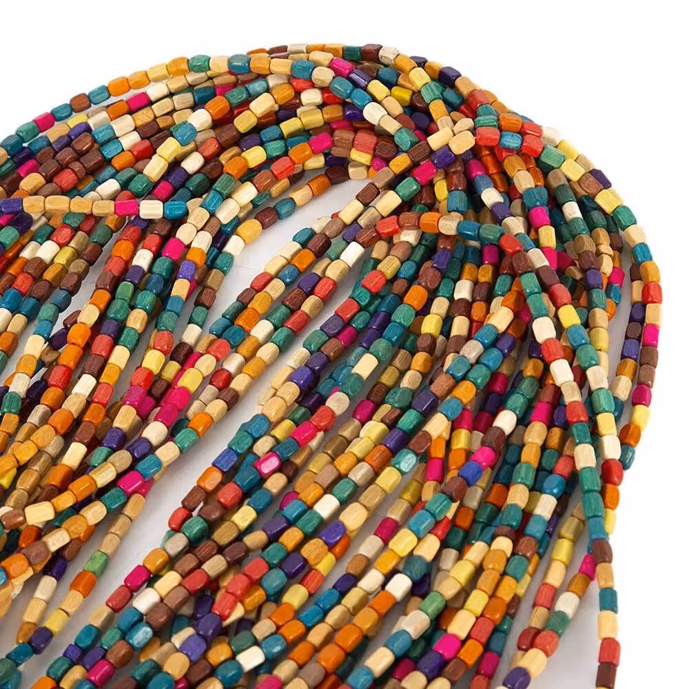 FLAVORA Multicolour Wooden Bead Door Curtain with 27 Strings, W/D/H: 90 x 90 x 175 cm – 2