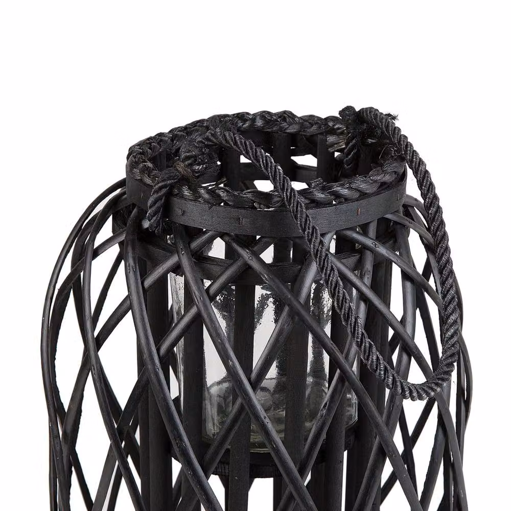 Wyld and Coco Nordic Boho Willow Lantern Black Woven Oval Candle Holder W: 40 cm, H: 26 cm – 4