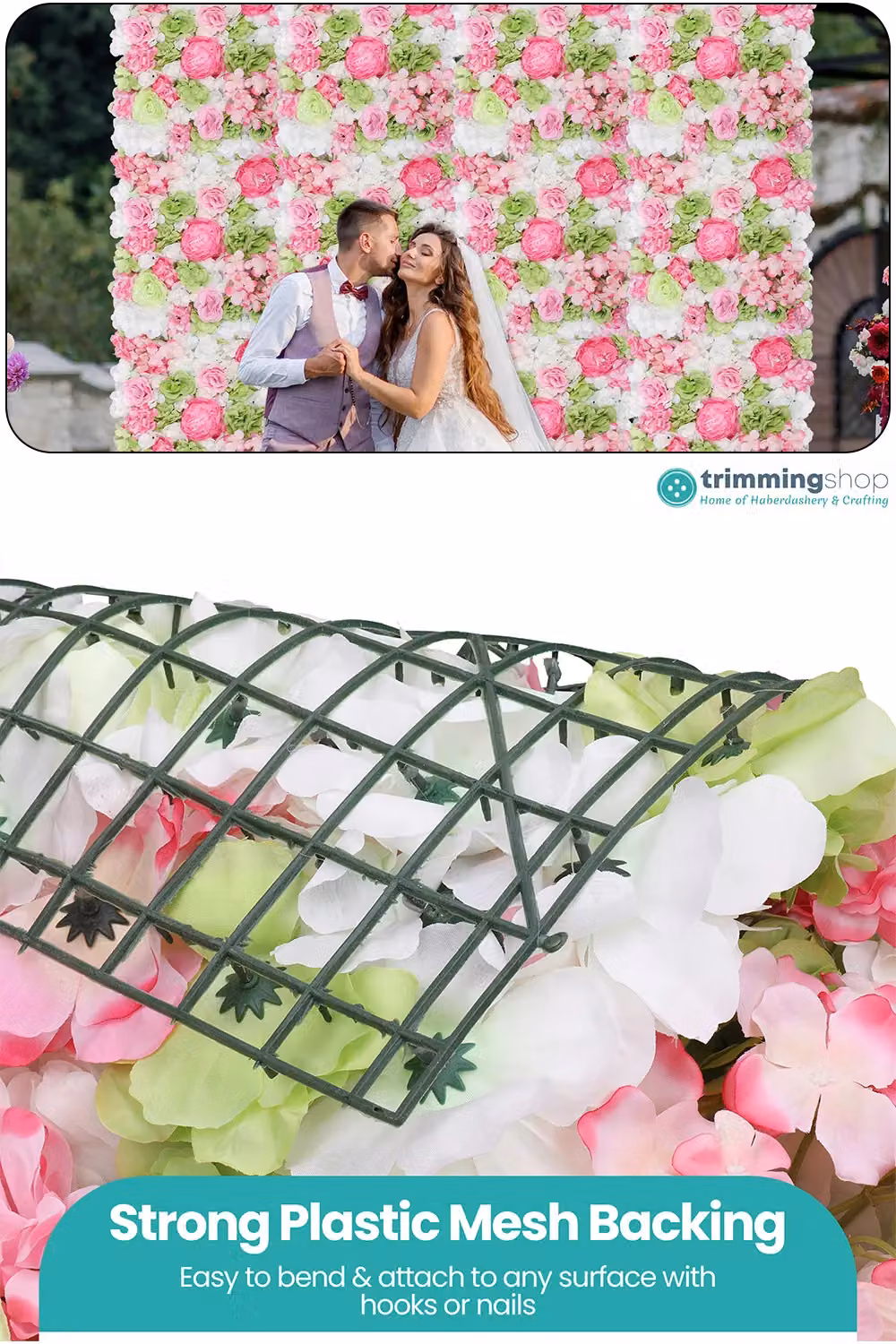 Neel Blue Multicolour Artificial Floral Wall Panel for Wedding Photography Backdrops, W/D/H: 60 x 40 x 40 cm – 2