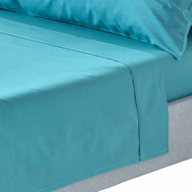 Homescapes 200 Thread Count Egyptian Cotton Percale Flat Sheet, Petrol, 200 x 200 cm