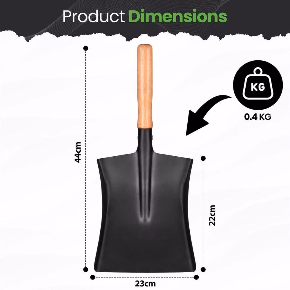 EONLION Black Metal Hand Coal Shovel with Wood Handle – 2