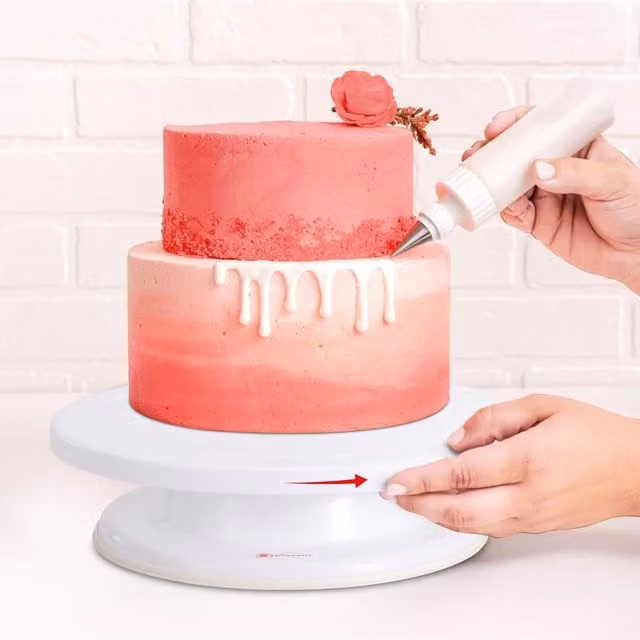 Vinsani Round White Plastic Cake Decorating Turntable