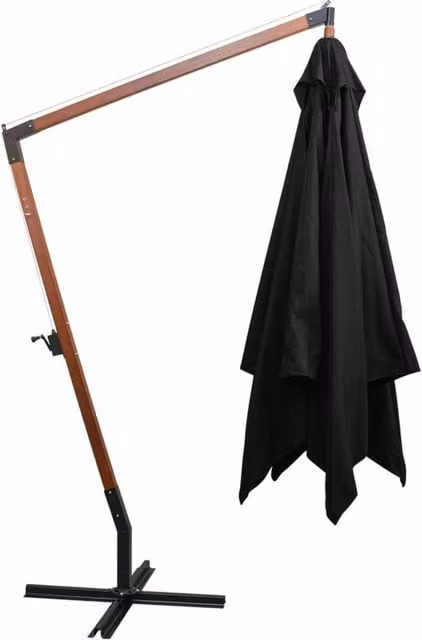 Berkfield Home Black Cantilever Hanging Parasol with Solid Fir Wood Pole, W: 300 cm, D: 300 cm, H: 280 cm
