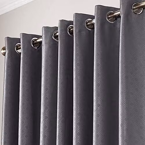 Alan Symonds Diamond Blackout Eyelet Curtains in Grey, W: 168 cm, H: 183 cm – 2