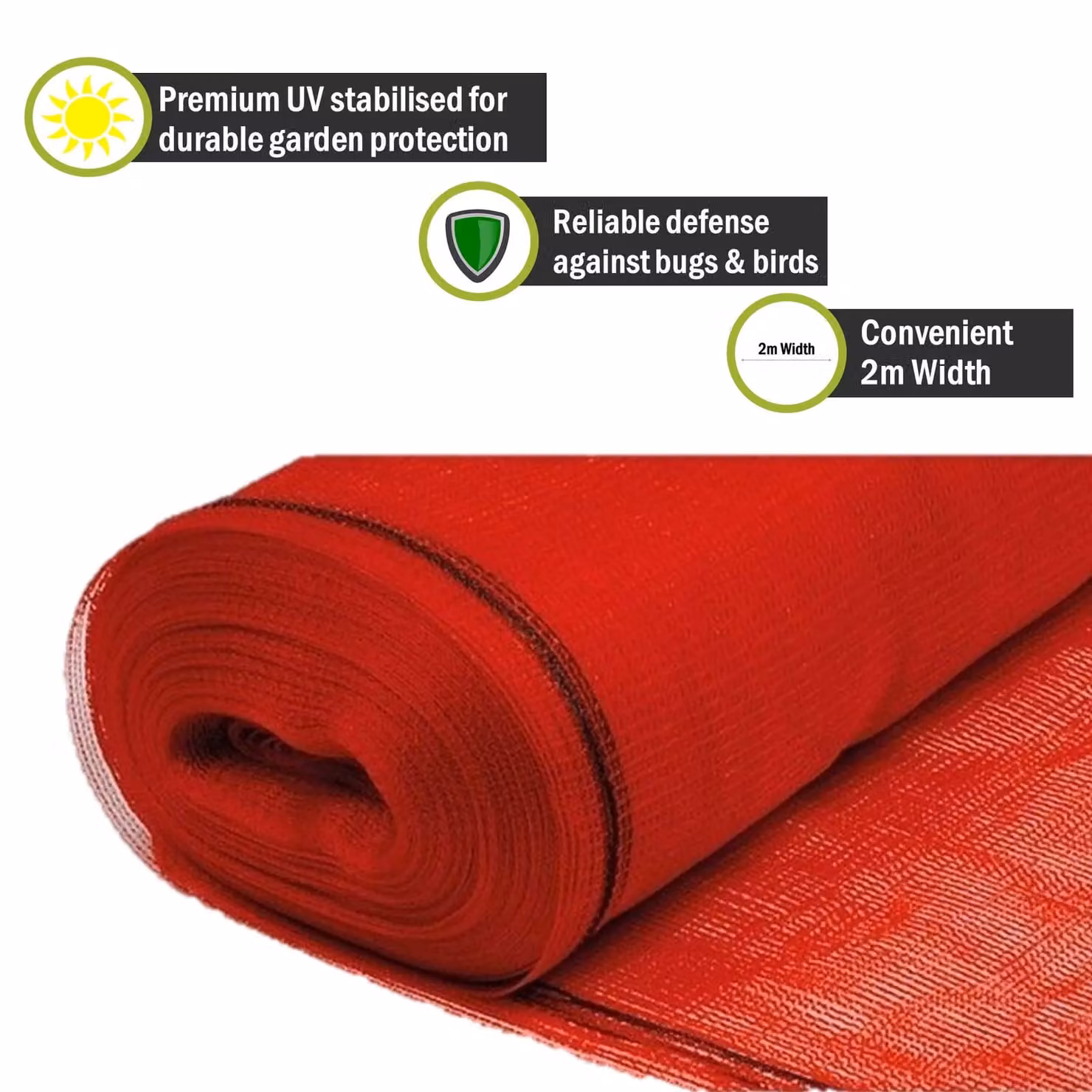 Pegdev Red Heavy Duty Plants and Crops Netting, UV Stabilised Mesh for Vegetable Gardens, W: 200 cm, L: 2100 cm – 2