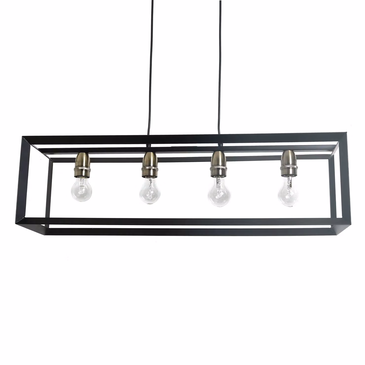 Pagazzi Lighting Sully 4 Light Industrial Bar Ceiling Pendant in Matte Black, W: 120 cm, D: 40 cm – 2