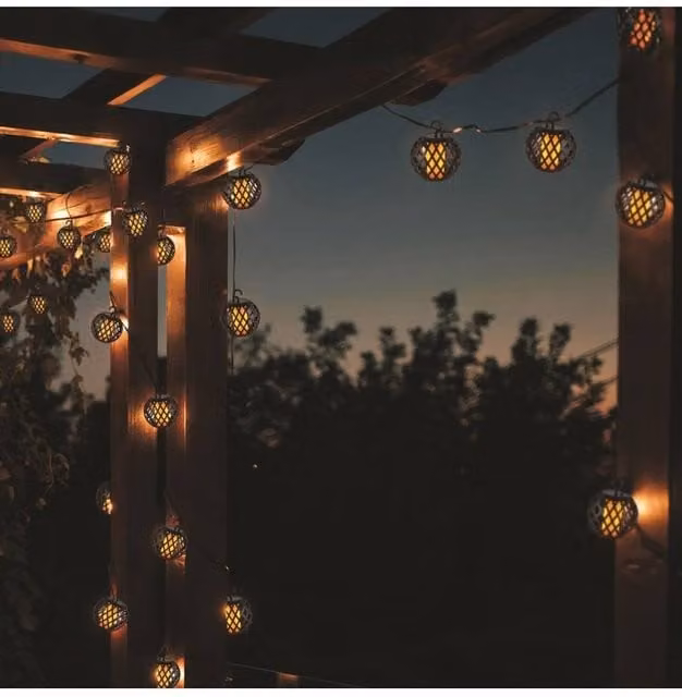 KDMD Yellow Solar Hanging Lantern Lights with Warm White Flickering LED Bulb