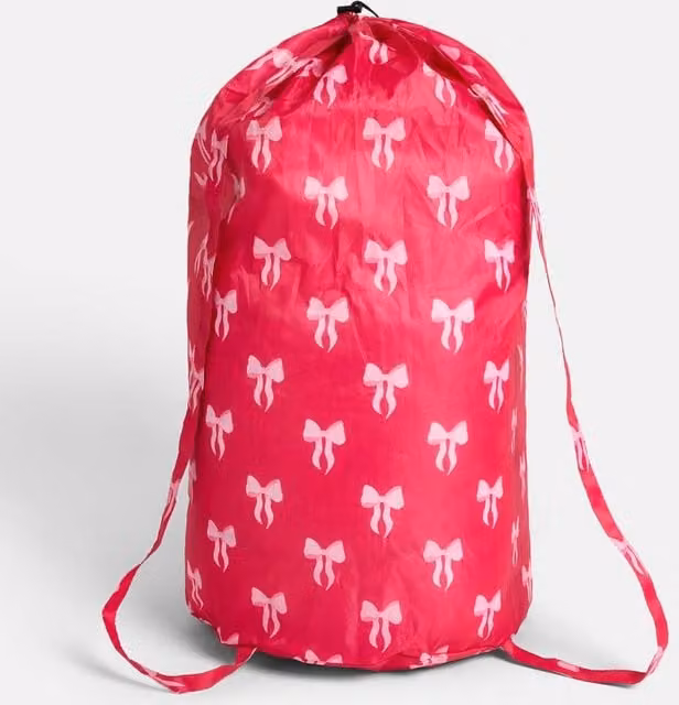 OHS Printed Drawstring Laundry Bag and Travel Backpack in Bright Pink – 1