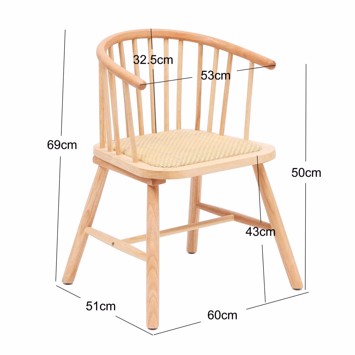 Nordlys Set of 2 Scandinavian Ash Wood and Rattan Dining Chairs in Brown – 2