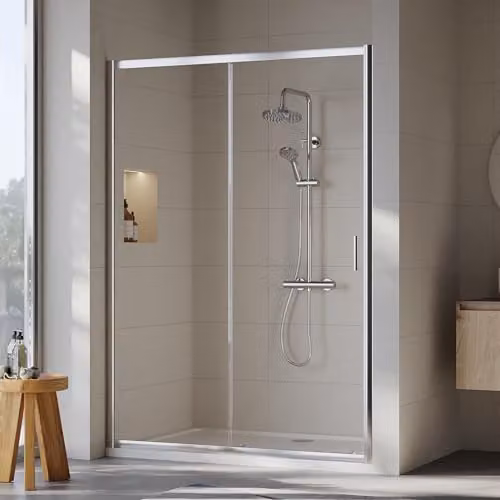 Balterley Chrome Sliding Shower Door with 6mm Toughened Safety Glass, W/D/H: 139.0 x 4.15 x 190.0 cm – 2