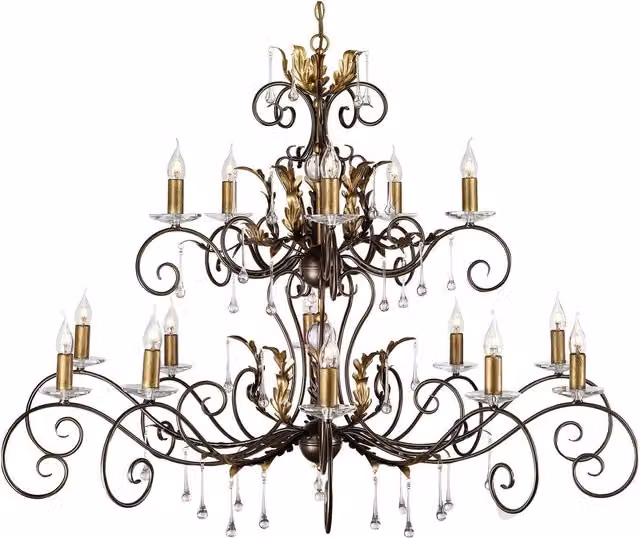 Loops Handmade 15 Bulb Bronze Metal Chandelier Hanging Pendant Light with Multicolour LED E14 60W Bulbs – 1