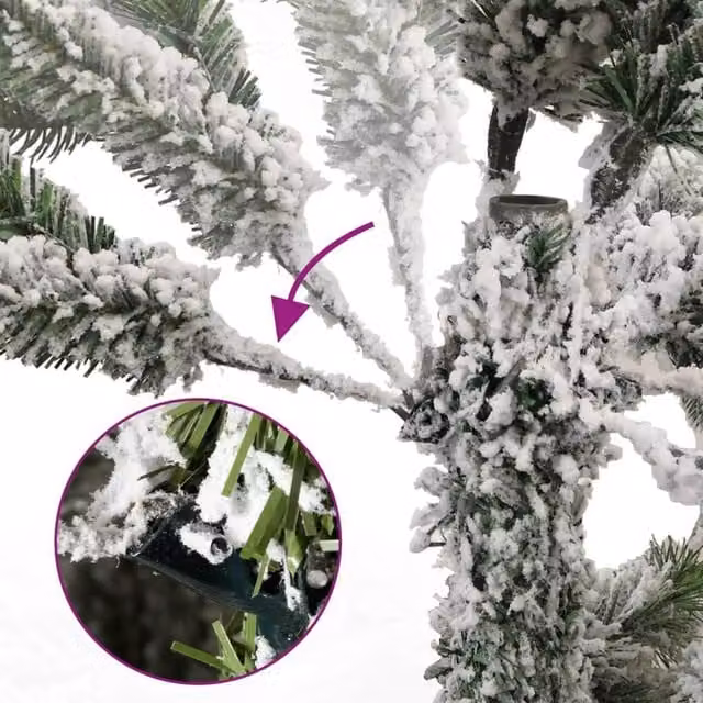 Berkfield Home Beautiful Artificial Hinged Christmas Tree with Flocked Snow in White, Height: 240 cm