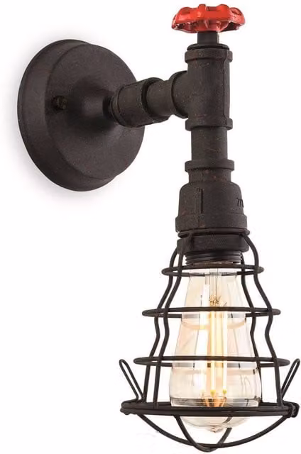 Firstlight Industrial Metal Wall Lantern in Black with E27 Bulb Holder