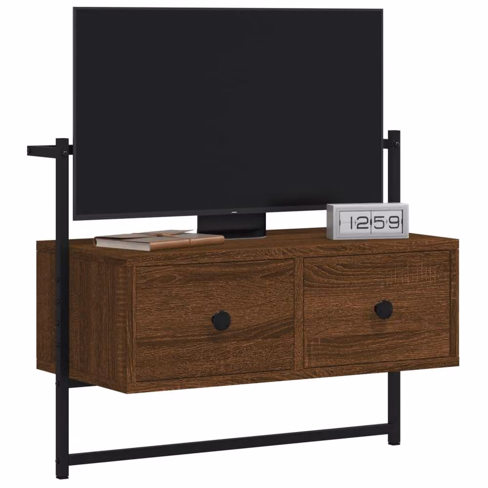 Berkfield Home Wall-mounted TV Cabinet in Brown Oak, W: 60.5 cm, D: 30 cm, H: 51 cm – 2