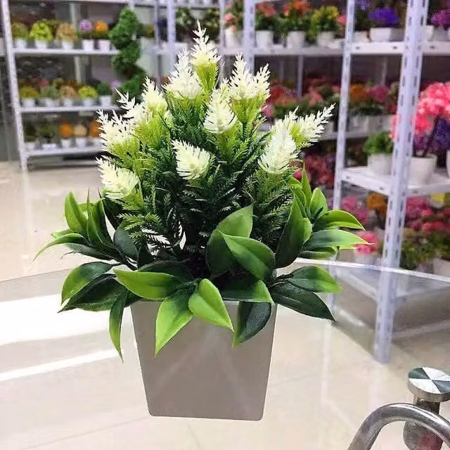 YnysTec Artificial Potted Green Tree in a White Square Pot for Indoor and Outdoor Decor