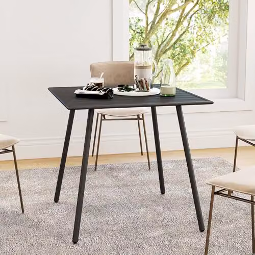 Outsunny Square Garden Dining Table for 4 People, Black, W/D/H: 80 x 80 x 74 cm – 6