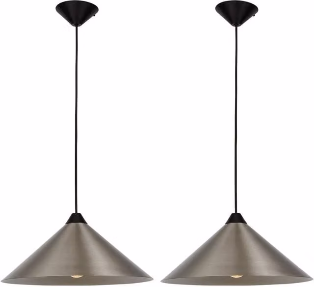 First Choice Lighting Fontana Set of 2 Silver Brushed Chrome Metal Ceiling Pendants, Diameter: 40 cm – 1