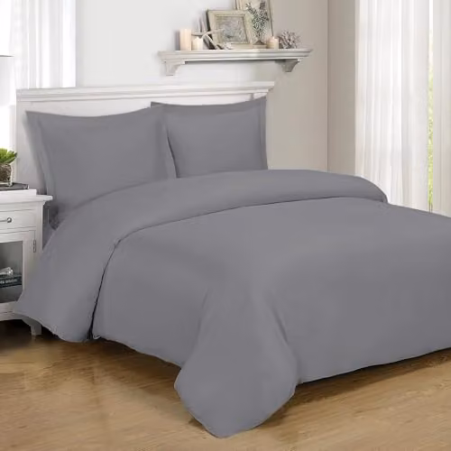 Home Sweet Home UK Grey Microfibre Double Duvet Cover and Pillowcase Set, W/D/H: 140 x 200 cm and 48 x 74 cm – 3