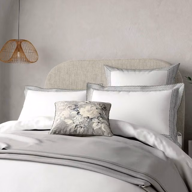 Bedeck of Belfast Astrid Kingsize Cotton Percale Duvet Cover and Pillowcase Set, White/Silver, 180 x 200 cm
