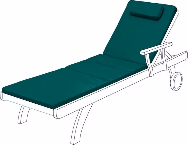 Gardenista Weatherproof and UV-Resistant Rectangular Outdoor Garden Sun Lounger Cushion Pad in Green