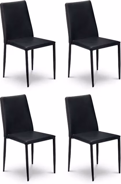 Cheshire Oakridge Set of 4 Modern Black Synthetic Leather Upholstered Dining Chairs with Oak and Metal Frames – 1