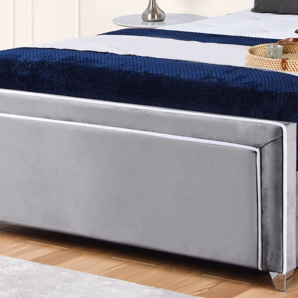 UK Bed Furniture Ariana Ottoman Gas Lift Upholstered Velvet Bed in Grey, Size: 120 x 200 cm – 3