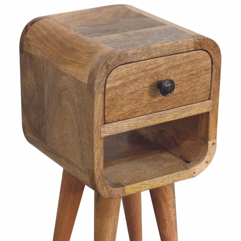 Wyld Haus Cagliari Small Curve Mango Wood Bedside Table, Brown – 4